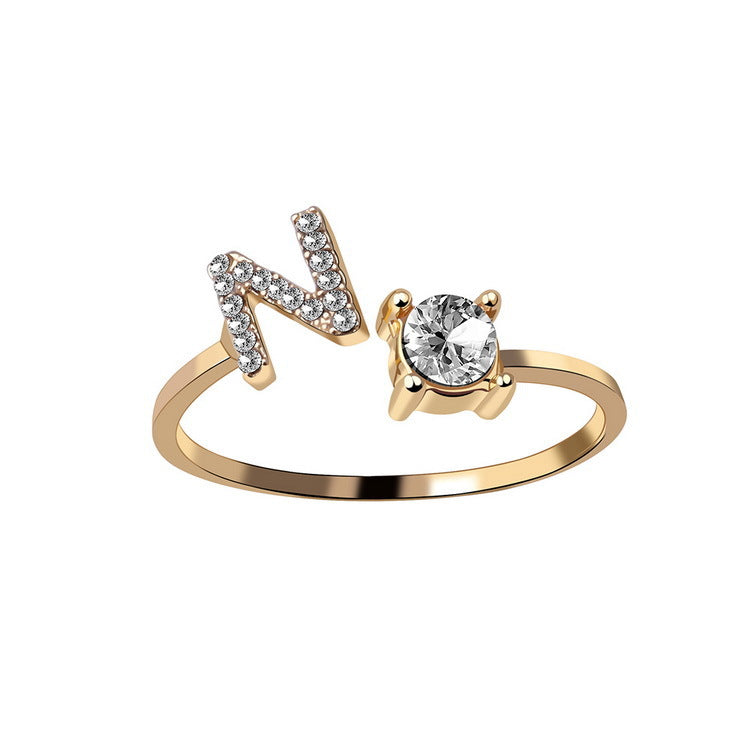 New Design Adjustable 26 Initial Letter Ring Fashion Jewelry For Women Simple Elegant - Foto 12