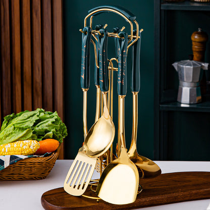 Light Luxury Kitchenware Cooking Seven-piece Ceramic Handle Stainless Steel Kitchen S - Foto 4