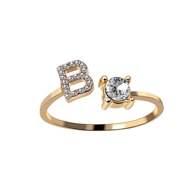 New Design Adjustable 26 Initial Letter Ring Fashion Jewelry For Women Simple Elegant - Foto 4