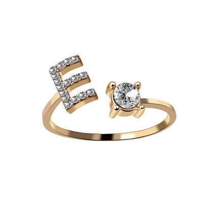 New Design Adjustable 26 Initial Letter Ring Fashion Jewelry For Women Simple Elegant - Foto 7