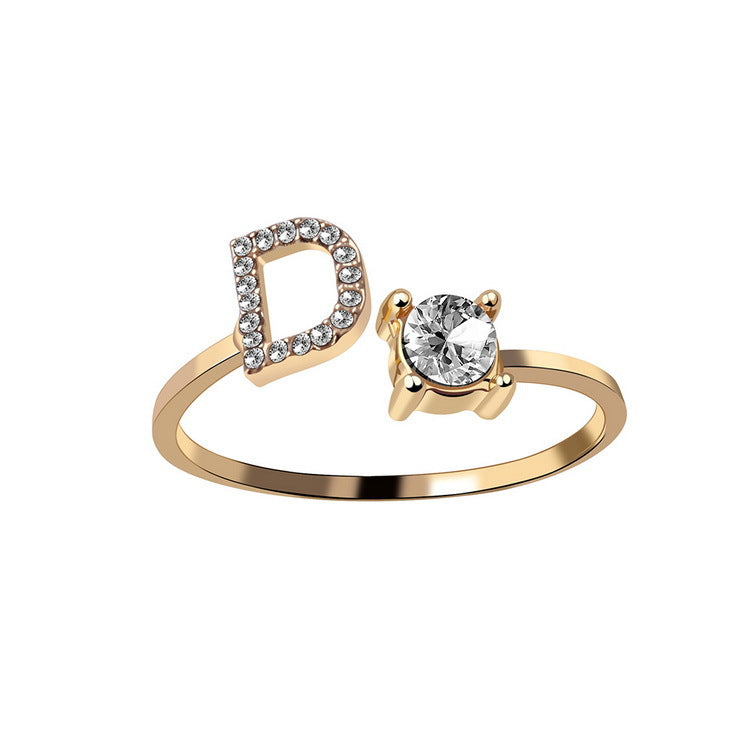 New Design Adjustable 26 Initial Letter Ring Fashion Jewelry For Women Simple Elegant - Foto 6