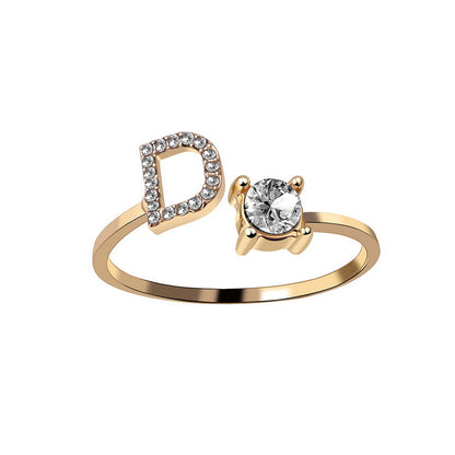 New Design Adjustable 26 Initial Letter Ring Fashion Jewelry For Women Simple Elegant - Foto 6