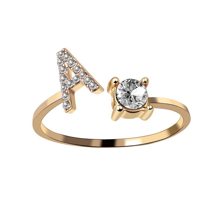 New Design Adjustable 26 Initial Letter Ring Fashion Jewelry For Women Simple Elegant - Foto 3