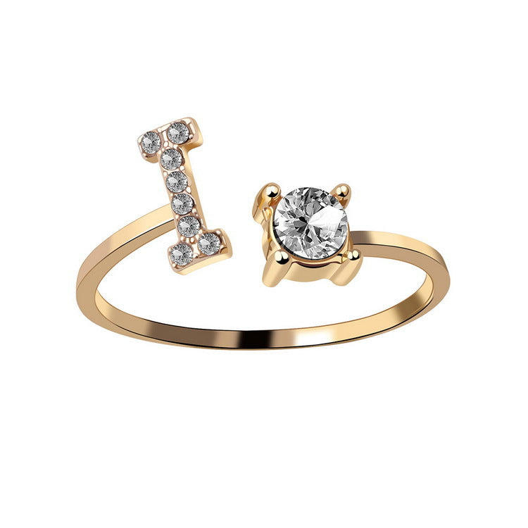 New Design Adjustable 26 Initial Letter Ring Fashion Jewelry For Women Simple Elegant - Foto 9