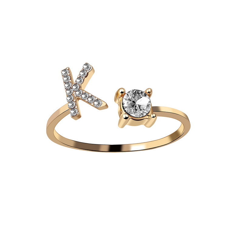 New Design Adjustable 26 Initial Letter Ring Fashion Jewelry For Women Simple Elegant - Foto 11