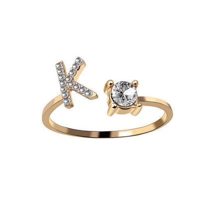 New Design Adjustable 26 Initial Letter Ring Fashion Jewelry For Women Simple Elegant - Foto 11