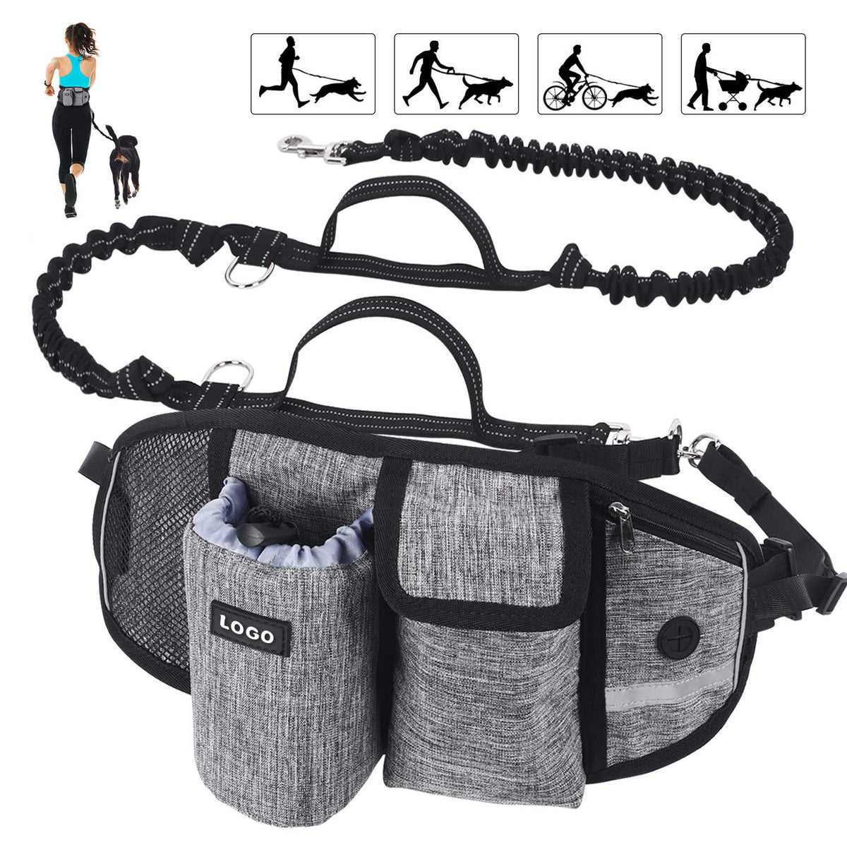 Dog Training Leash Waist Bag Hands-Free Outdoor Pet Running Walking Leash Portable Do - Foto 5