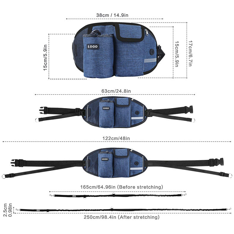 Dog Training Leash Waist Bag Hands-Free Outdoor Pet Running Walking Leash Portable Do - Foto 7
