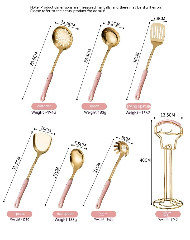 Light Luxury Kitchenware Cooking Seven-piece Ceramic Handle Stainless Steel Kitchen S - Foto 10