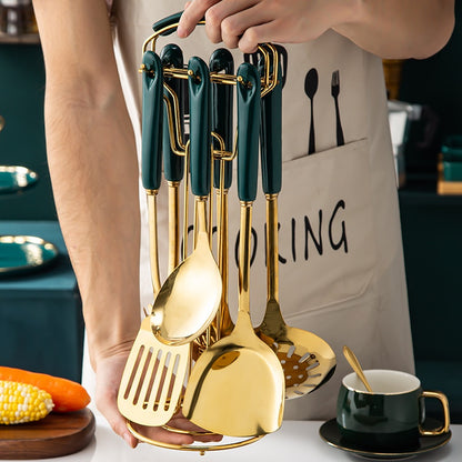Light Luxury Kitchenware Cooking Seven-piece Ceramic Handle Stainless Steel Kitchen S - Foto 12