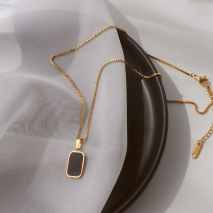 Rectangular Pendant Necklace Design 18K Gold Non-fading Fashion Small Black For Men T - Foto 5