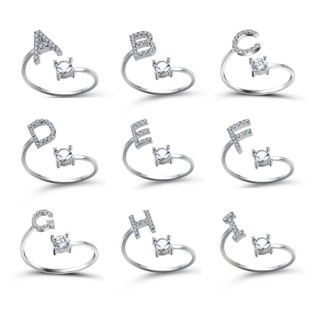 New Design Adjustable 26 Initial Letter Ring Fashion Jewelry For Women Simple Elegant - Foto 2