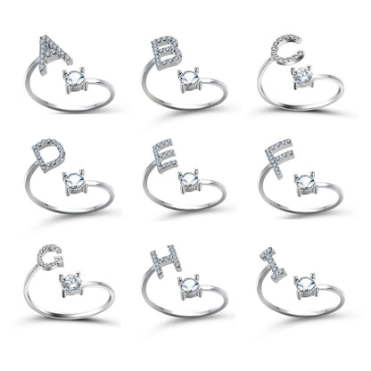 New Design Adjustable 26 Initial Letter Ring Fashion Jewelry For Women Simple Elegant - Foto 2