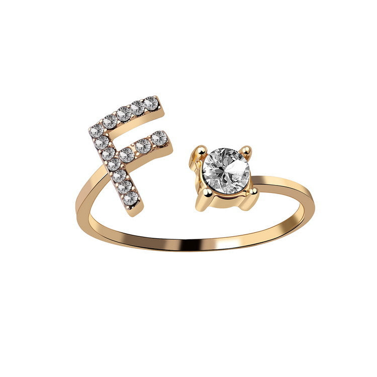 New Design Adjustable 26 Initial Letter Ring Fashion Jewelry For Women Simple Elegant - Foto 8