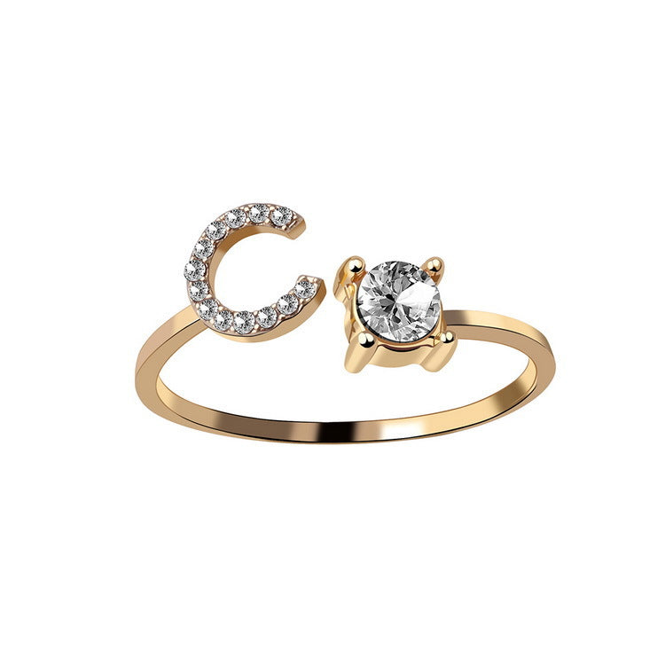 New Design Adjustable 26 Initial Letter Ring Fashion Jewelry For Women Simple Elegant - Foto 5