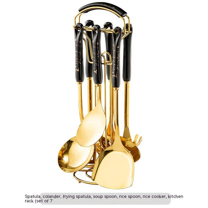 Light Luxury Kitchenware Cooking Seven-piece Ceramic Handle Stainless Steel Kitchen S - Foto 6