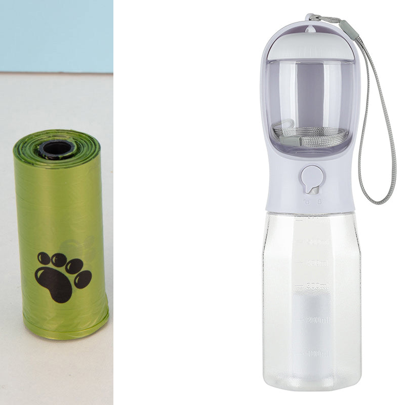 Portable Cat Dog Water Bottle Food Feeder Drinker Poop Dispenser 3 In 1 Leak-proof Mu - Foto 11