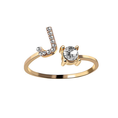 New Design Adjustable 26 Initial Letter Ring Fashion Jewelry For Women Simple Elegant - Foto 10