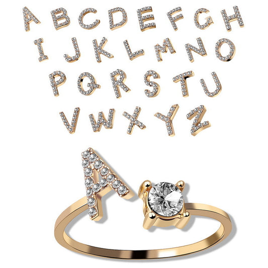 New Design Adjustable 26 Initial Letter Ring Fashion Jewelry For Women Simple Elegant - Foto 1