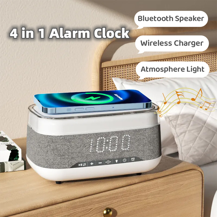 Intelligent Multifunctional Alarm Clock Bluetooth Speaker Wireless Charger Fast Charg - Foto 1