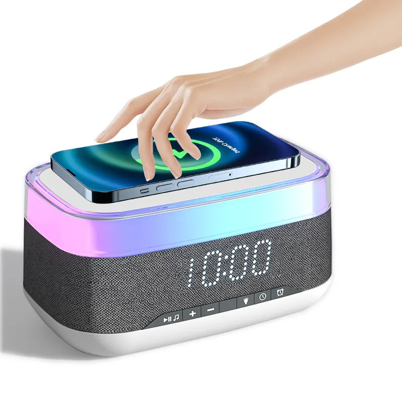 Intelligent Multifunctional Alarm Clock Bluetooth Speaker Wireless Charger Fast Charg - Foto 5