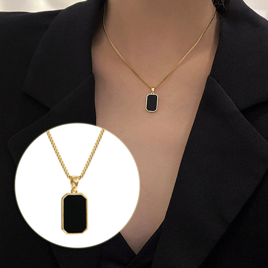 Rectangular Pendant Necklace Design 18K Gold Non-fading Fashion Small Black For Men T - Foto 1