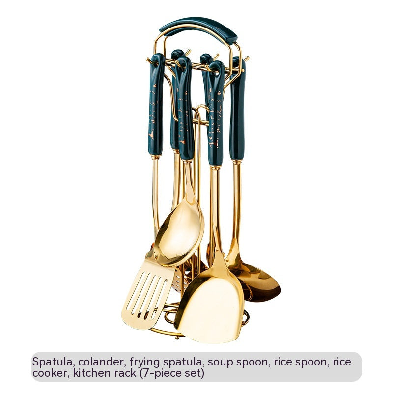 Light Luxury Kitchenware Cooking Seven-piece Ceramic Handle Stainless Steel Kitchen S - Foto 7