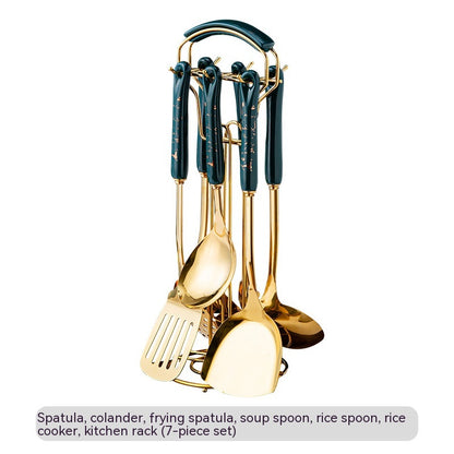 Light Luxury Kitchenware Cooking Seven-piece Ceramic Handle Stainless Steel Kitchen S - Foto 7