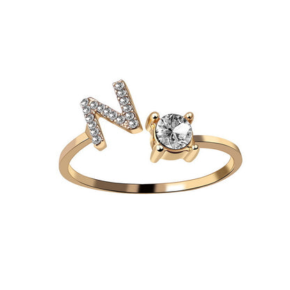 New Design Adjustable 26 Initial Letter Ring Fashion Jewelry For Women Simple Elegant - Foto 12