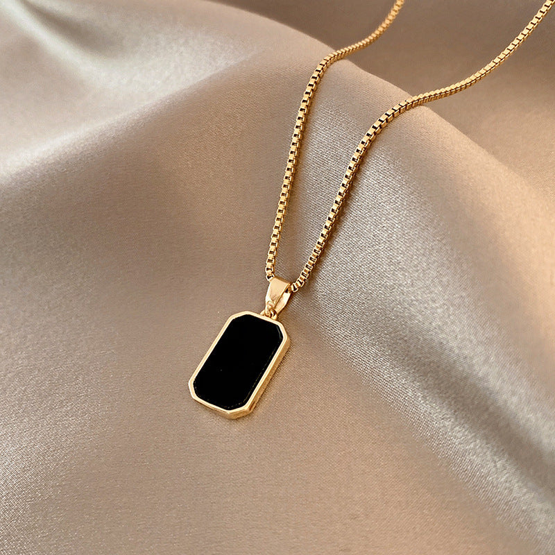 Rectangular Pendant Necklace Design 18K Gold Non-fading Fashion Small Black For Men T - Foto 2