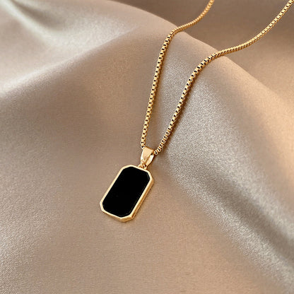Rectangular Pendant Necklace Design 18K Gold Non-fading Fashion Small Black For Men T - Foto 2