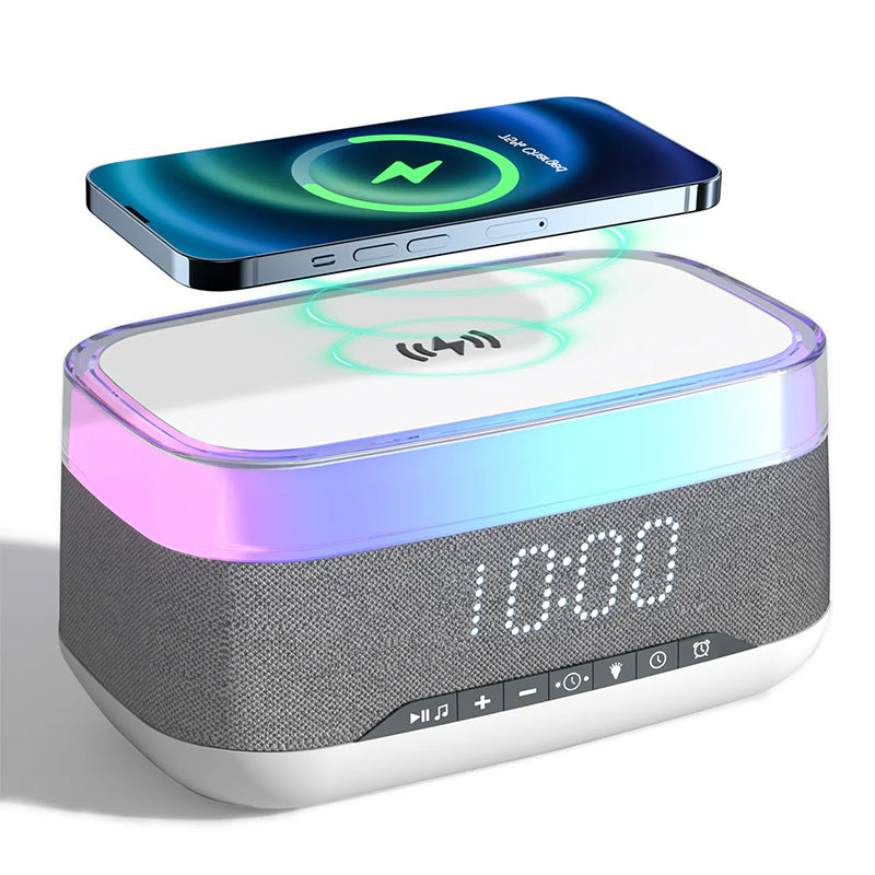 Intelligent Multifunctional Alarm Clock Bluetooth Speaker Wireless Charger Fast Charg - Foto 8