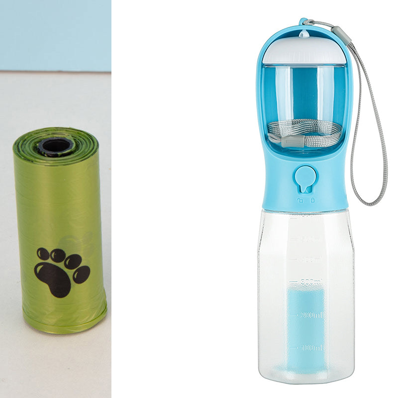 Portable Cat Dog Water Bottle Food Feeder Drinker Poop Dispenser 3 In 1 Leak-proof Mu - Foto 12
