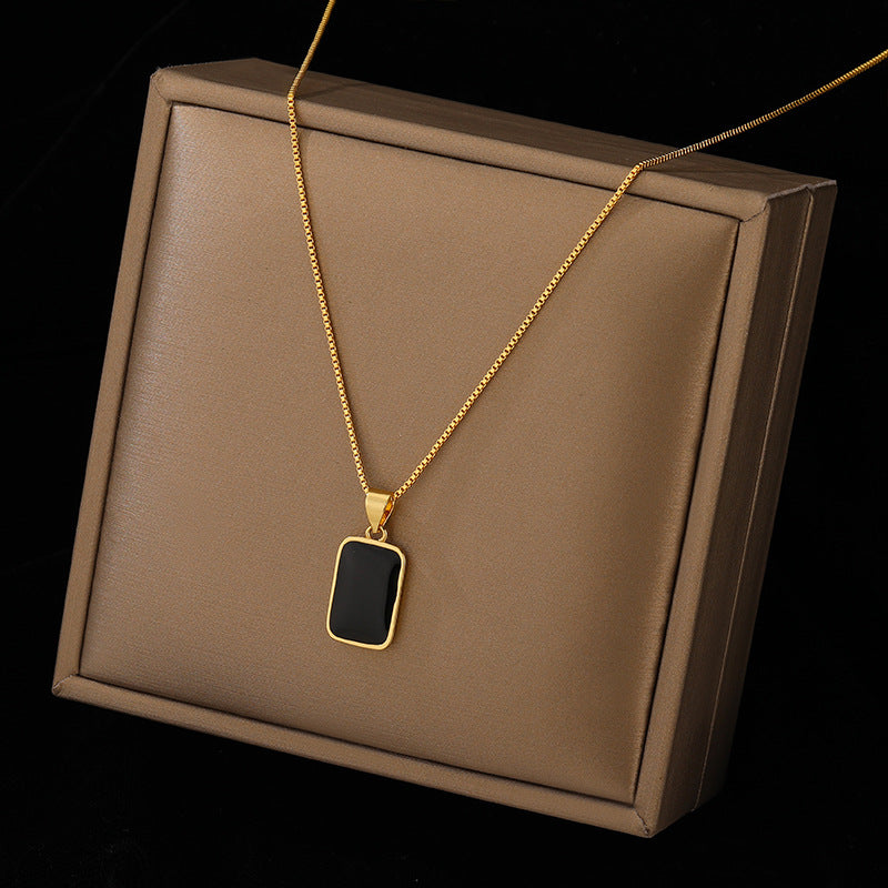 Rectangular Pendant Necklace Design 18K Gold Non-fading Fashion Small Black For Men T - Foto 3