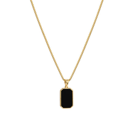 Rectangular Pendant Necklace Design 18K Gold Non-fading Fashion Small Black For Men T - Foto 6