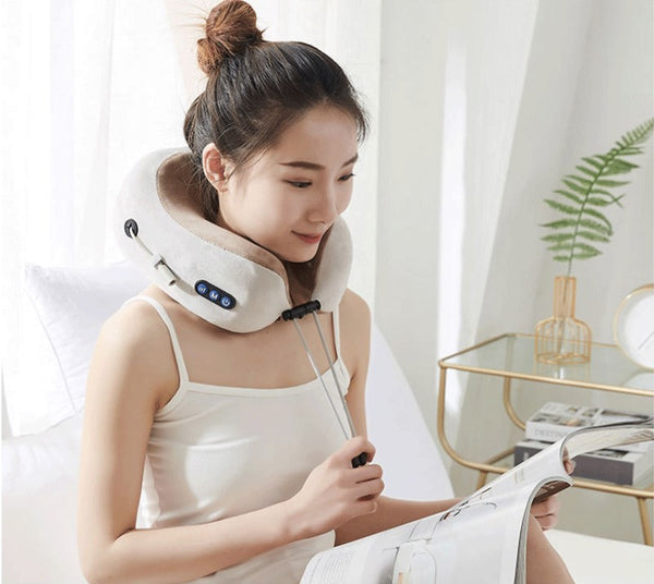 Almohada Masajeadora Cervical en Forma de U con Función Térmica y Batería