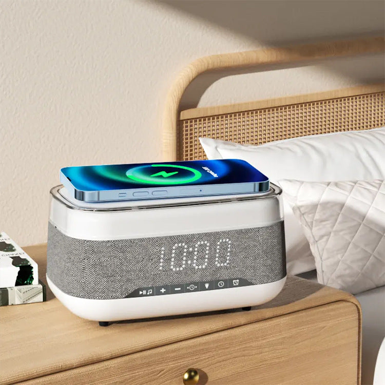 Intelligent Multifunctional Alarm Clock Bluetooth Speaker Wireless Charger Fast Charg - Foto 4